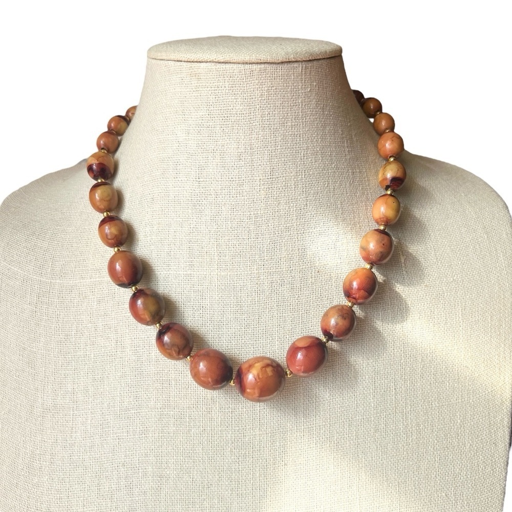 Vintage Dappled Brown Beaded Necklace